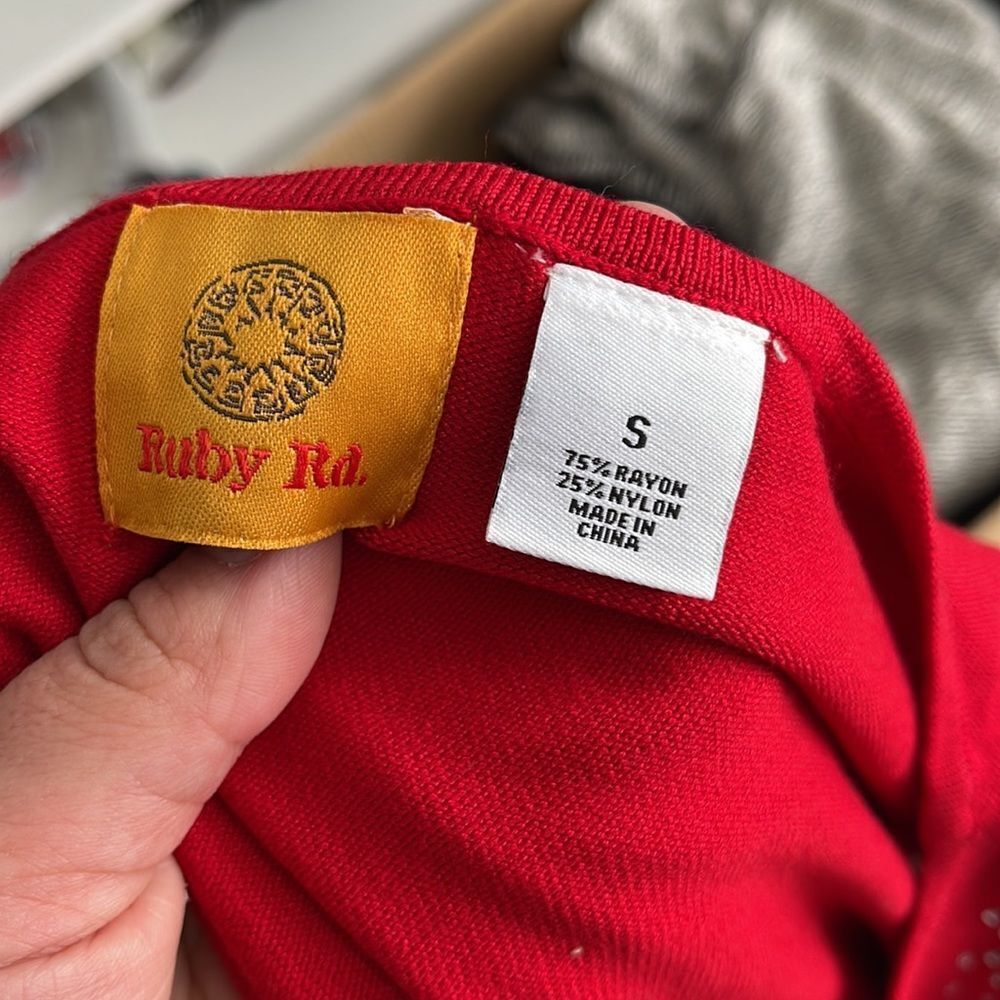 Ruby Rd . Red with Silver Longsleeve - Picture 4 of 4